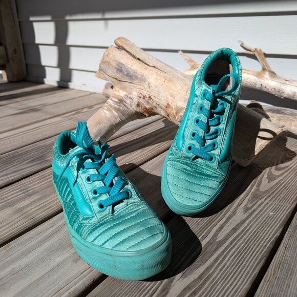 Opening Ceremony x Vans Tie Lace Up Skater Platform Satin Seafoam Green Womens 9 - Picture 1 of 16
